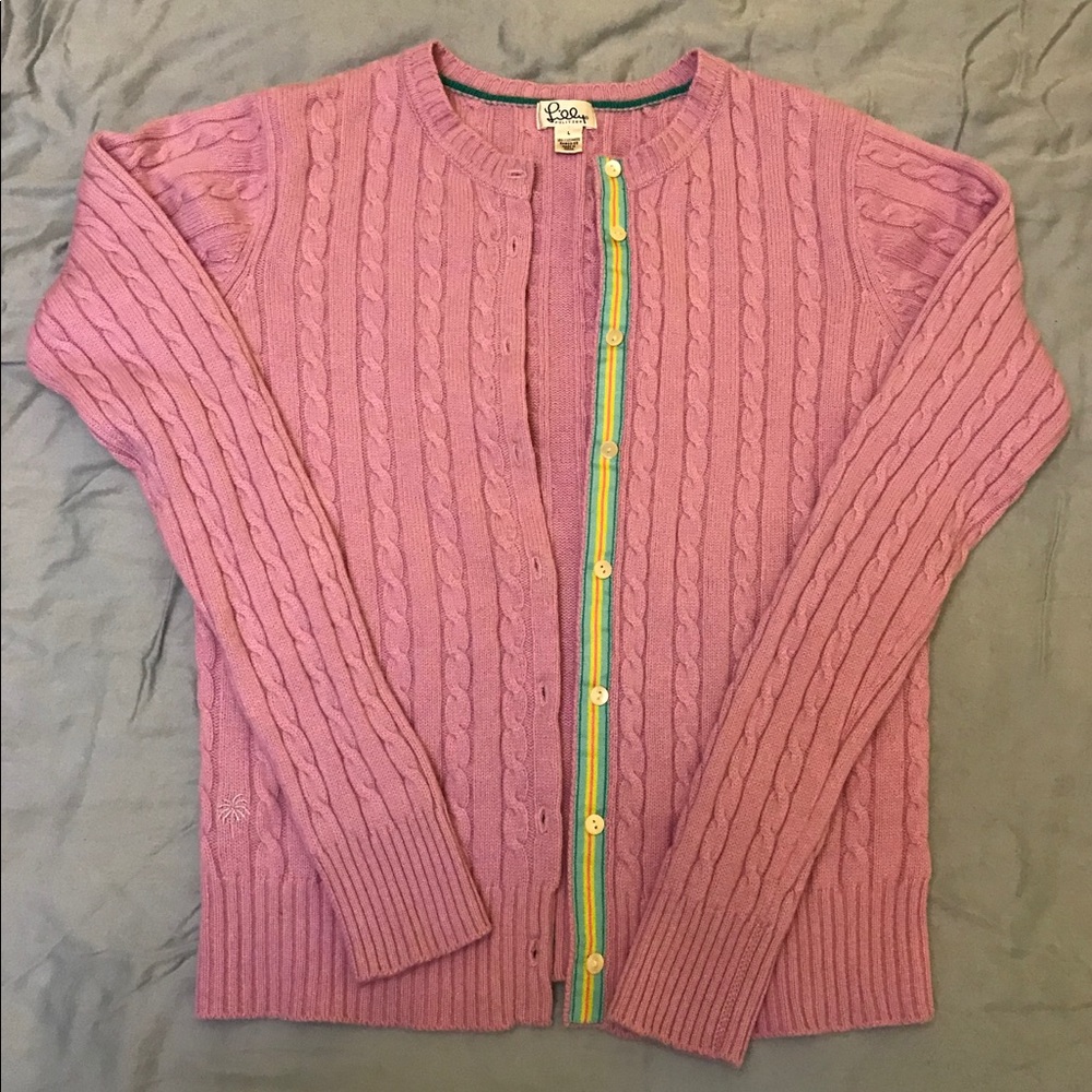 Lilly Pulitzer Lavender Cashmere Cardigan L EEUC